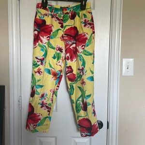 Ralph Lauren floral print linen pants with button and zipper size 4 petite